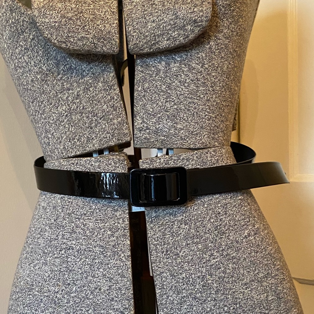Vintage Black Patent Leather Belt / XL